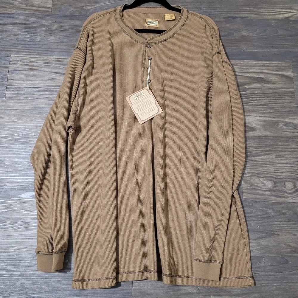 Schmidt Men's Tan Thermal 3X Long Sleeve Henley New